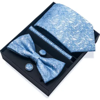 Kravata Set Bliss Kravata | Motýlek | Manžetové knoflíčky | Kapesníček Světlemodrá