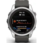 Garmin fenix 7S Pro Glass Solar - Silver / Black Silicone Band + Topo Czech PRO voucher (010-02776-01)