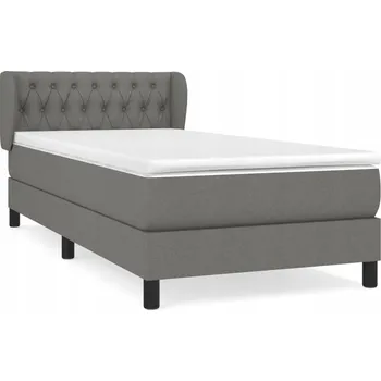 Postel Kontinentální postel tmavě šedá 203 x 93 x 78/88 cm s matrací 90 x 200 x