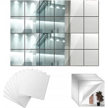 Zrcadlo SADA 40 SAMOLEPICÍCH ZRCADEL 15X15CM DO KOUPELNY LOŽNICE DEKORACE