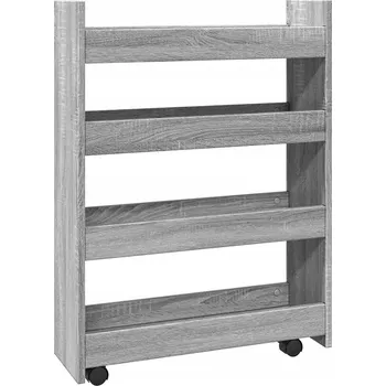 Knihovna VidaXL Úzký 4-patrový pojízdný regál, šedá sonoma dub
