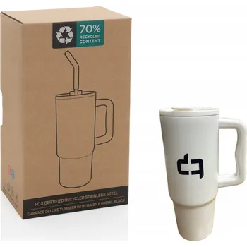 TERMO HRNEK CESTOVNÍ SE SLÁMKOU A UCHEM VELKÝ BÍLÝ NEREZOVÁ OCEL