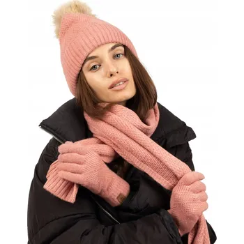 Čepice Alessio sada čepice, nákrčník (rolák), rukavice univerzální velikost růžová