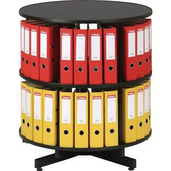 Nábytek Otočná skříň na pořadače, průměr 81 cm, černá, 2 patra