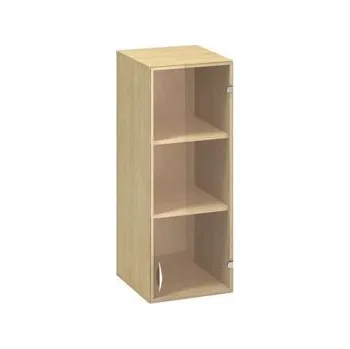 Nábytek Přístavbová střední úzká skříň Alfa 500, 104,5 x 40 x 45,8 cm, se skleněnými dvířky - pravé provedení, dezén divoká hruška