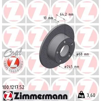 Brzdový kotouč Brzdový kotouč ZIMMERMANN 100.1217.52