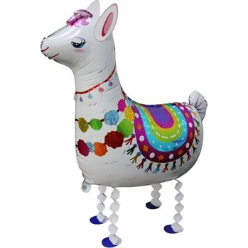 Balónek Fóliový balónek LAMA chodící, plnitelný heliem, 75 cm, narozeniny