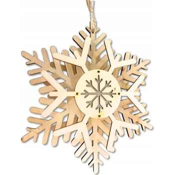 Vánoční dekorace Sněhová Vločka na okno EKO dřevo 10 LED 25 cm