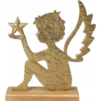 Obraz Vánoční figurka dřevěný anděl 16 cm zlatý - vánoční dekorace