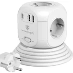 Viking AC CUBE PD, 4x zásuvka, 2x USB QC, 1x USB-C PD, 1,8m (VACCUBEPD) bílý