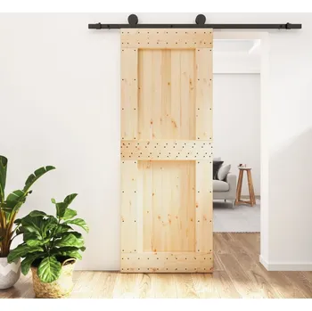 Interiérové dveře Posuvné dveře s kováním 80 x 210 cm masivní borové dřevo IM_3203051