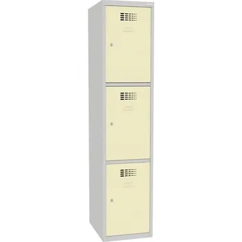 Nábytek Svařovaná šatní skříň Joe, 3 boxy, cylindrický zámek, šedá/béžová