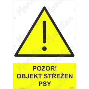 Kancelář Pozor objekt střežen psy, samolepka 148 x 210 x 0,1 mm A5