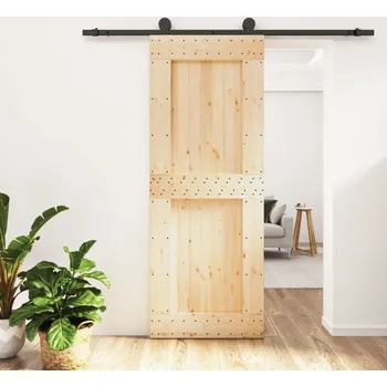 Interiérové dveře Posuvné dveře s kováním 80 x 210 cm masivní borové dřevo IM_3203071