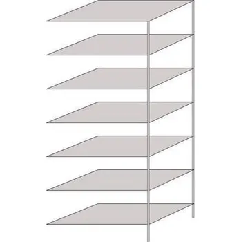 Dílenský regál Kovový regál Hathor, oboustranný, přístavbový, 230 x 100 x 60 cm, 1 100 kg, 7 polic, světle šedý