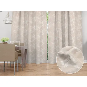 ubrus Sametový závěs Isabela IBL-018 Zlatý/kouřový mramor na pudrově béžovém - šířka 135 cm 135x140 cm