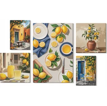 Obraz Sada obrazů na plátně Citronové středomořské motivy