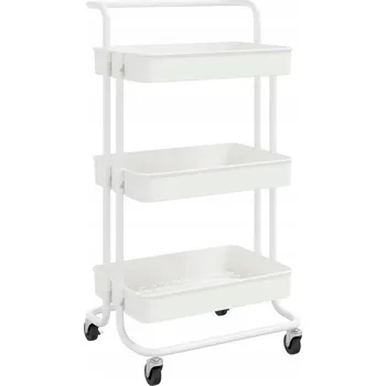 Servírovací stolek 3-PATROVÝ kuchyňský vozík bílý 42x25x83,5 cm