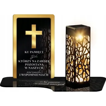 Svíčka Hřbitovní Svíčka LED Zlatý kříž na hrob Všech svatých Premium