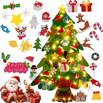 Vánoční dekorace Vánoční sada DIY Dárek Mikuláš Vánoční stromek z plsti Děti LED