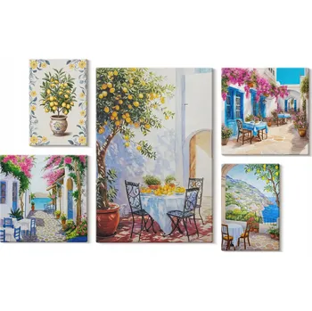 Obraz Sada nástěnných dekorací - Set obrazů Okouzlující krajiny s květinami