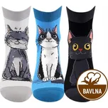 Ponožky BOMA dámské letní MICKA 01 s kočkami MIX B - 3 páry Velikosti ponožek: 35-38