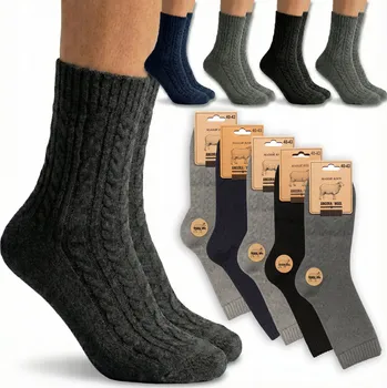 Pánské oblečení 5 párů TEPLÉ pánské TERMO PONOŽKY Silné PONOŽKY Vlněné s ANGOROU 40-43