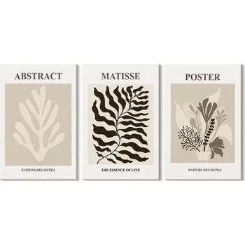 Obraz Sada obrazů pro dekoraci - Galerie rostlinné vzory, béžová a hnědá, 3x 20x30 cm