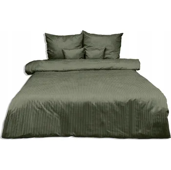 Povlečení Povlečení z damašku olivové, 1 cm 220x200 + 2x70x80 MATEX