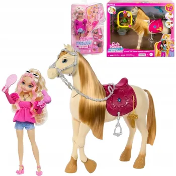 BARBIE SADA PANENKA MALIBU BESTIES + INTERAKTIVNÍ KŮŇ TORNADO HYC21 HXJ42