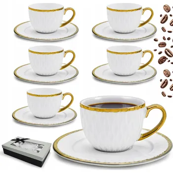 Sada šálků 6+6 Bella Fiore na kávu a čaj, 90 ml, porcelánová, dárek