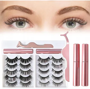 Umělé řasy Magnetické Řasy 10 PÁRŮ Umělé DLOUHÉ Sada XXXL + PINZETA + 2X EYELINER