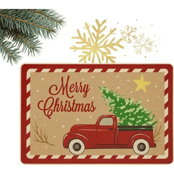 Rohožka Vánoční rohožka Holiday Ride červené auto 60 x 90 cm