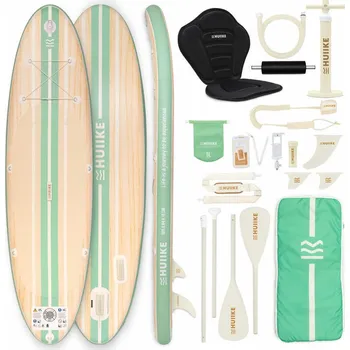 HUIIKE Nafukovací Paddleboard Prkno s Příslušenstvím, HUIIKE, Barva Dřeva, Stabilita 305 MM KAŠTANOVÁ
