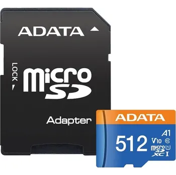 Paměťová karta ADATA Premier MicroSDXC 512GB UHS-I (100R/25W) + adaptér (AUSDX512GUICL10A1-RA1)