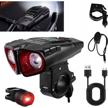 Cyklosvítilna SVĚTLO NA KOLO PŘEDNÍ ZADNÍ SILNÉ LED 2000mAh AKUMULÁTOROVÉ SADA SVĚTEL