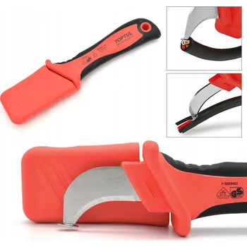 Pracovní nůž NŮŽ HÁKOVÝ IZOLOVANÝ PRO ODSTRAŇOVÁNÍ IZOLACE 190MM 1000V VDE STRIPPER TOPTUL