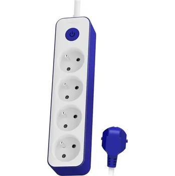 Napájecí kabel Philips 4x zásuvka, s vypínačem, 1,5 m (CHP2145U/60) bílý/modrý