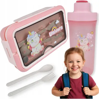 Svačinový box Svačinový box, nádoba svačinový box , školní oběd + příbory lahev na pití