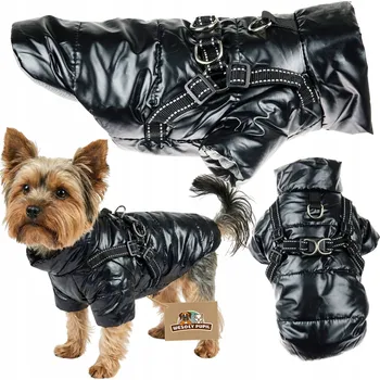 Obleček pro psa Oblečení pro psa na zimu s postrojem 2v1 teplá bunda malý střední pes M