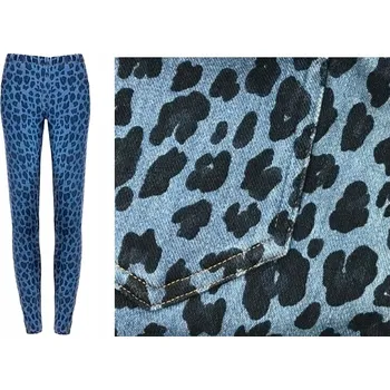 Dámské legíny Legíny CALZEDONIA vzhled jeans, elastické, BAVLNA, panterka/leopardí vzor, modré, velikost M