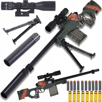 VELKÁ PUŠKA ODSTŘELOVACÍ PUŠKA NA PĚNOVÉ ŠIPKY SADA + NÁBOJNICE HRAČKA REPLIKA