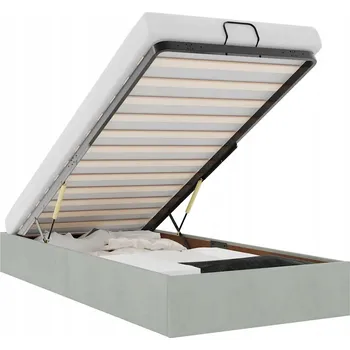 Postel Rám postele s úložným prostorem, otoman, světle šedá, 193x90x23,5 cm