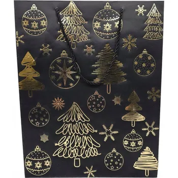 Dárková taška Dárková papírová taška, ozdobná, vánoční, černá, 32/26 cm