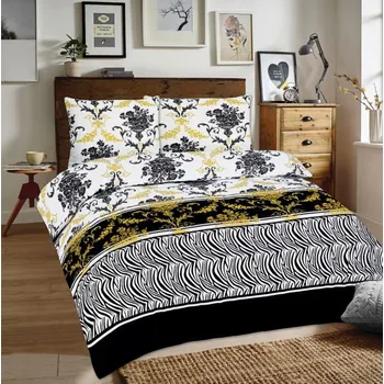 Povlečení Flanelové Povlečení 140x200 zebra kytice bílá žlutá černá