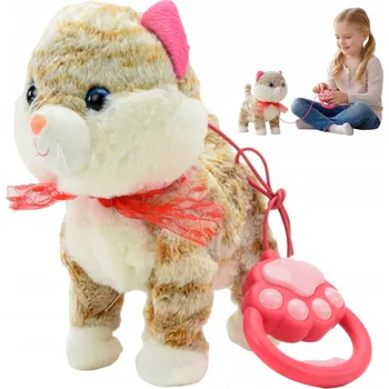 Hračka pro nejmenší Interaktivní kotě Skleplolki vícebarevné na vodítku, zvukové, 23 cm