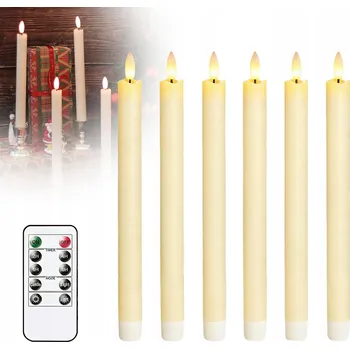 Svíčka 6X LED stolní svíčka BÍLÁ, svíčka na baterie, vysoká 24,5 cm + dálkové ovládání