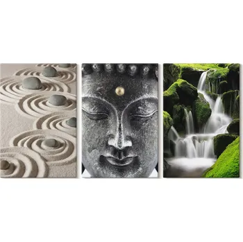 Obraz Sada obrazů na plátně Klid kamenů Vodopád Buddha Zen 3x 20x30 cm