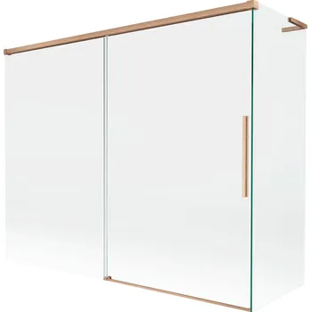 Vanová zástěna Mexen Rox L 2dílná posuvná vanová zástěna 190 + 90 x 150 cm, průhledná, kartáčovaná měď - 8C9L-190-090-65-00