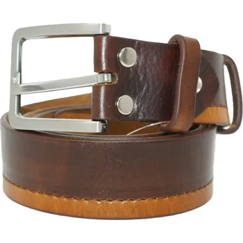 Opasek OPASEK VALEŠOVÁ KOŽENÝ HNĚDÝ DVOUBAREVNÝ 105/4 CM